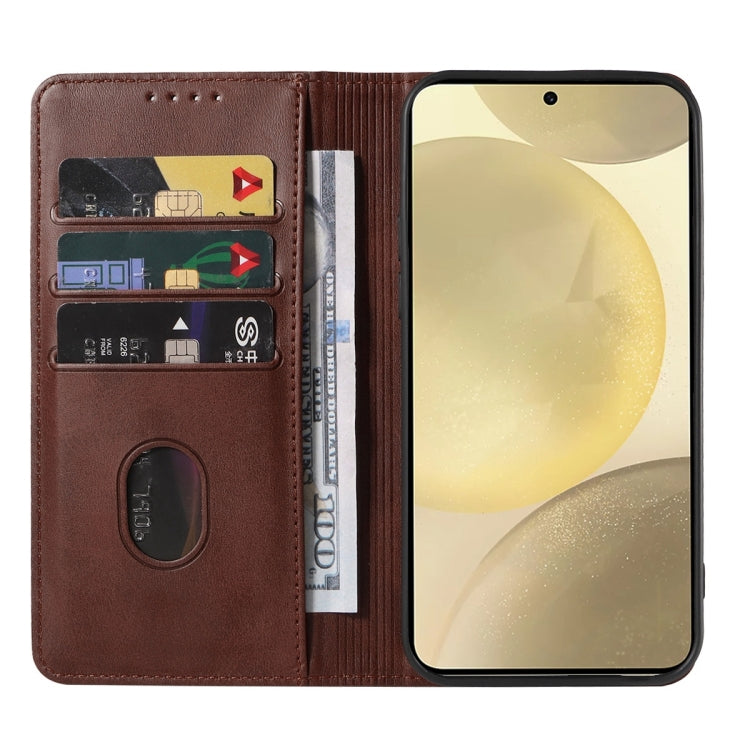For Samsung Galaxy S24 5G Magnetic Closure Leather Phone Case(Brown) - HoMEdemic™ 