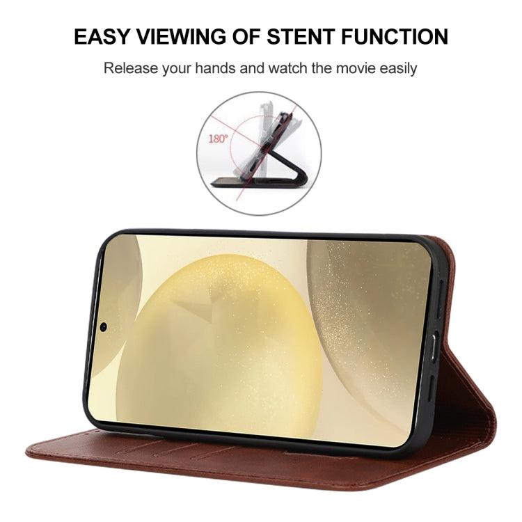 For Samsung Galaxy S24 5G Magnetic Closure Leather Phone Case(Brown) - HoMEdemic™ 