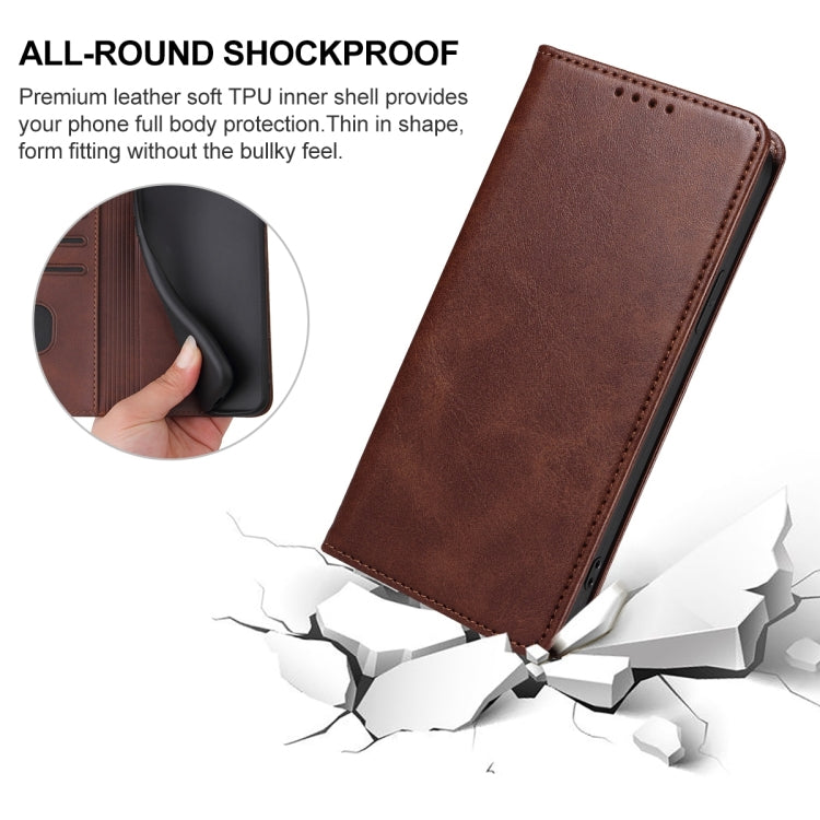 For Samsung Galaxy S24 5G Magnetic Closure Leather Phone Case(Brown) - HoMEdemic™ 