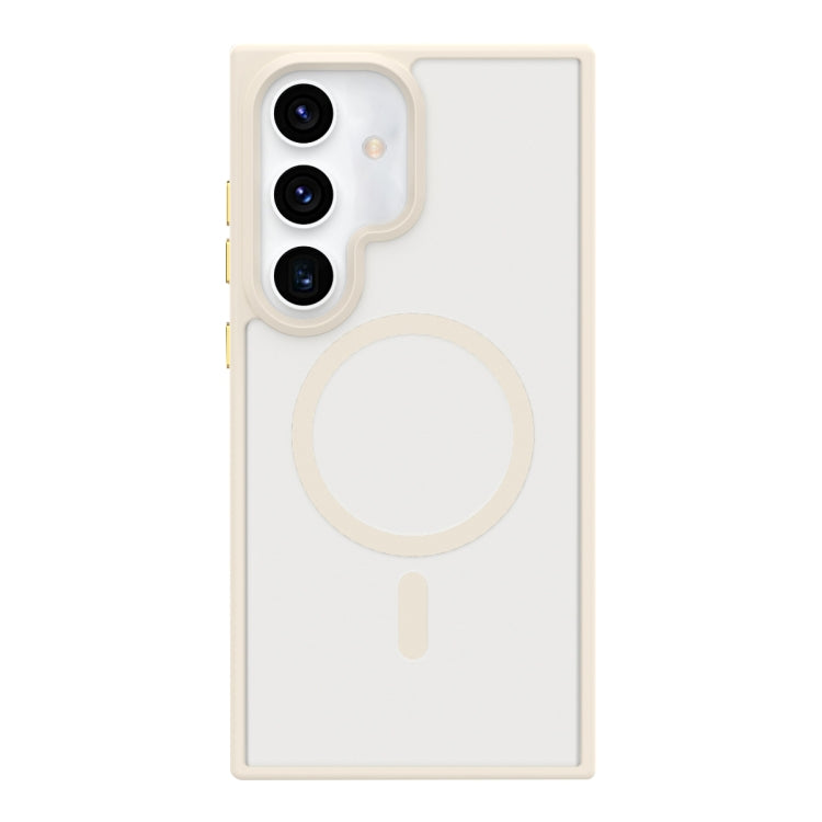For Samsung Galaxy S24 5G Metal Button Skin Feel Matte MagSafe Shockproof Phone Case(White) - HoMEdemic™ 
