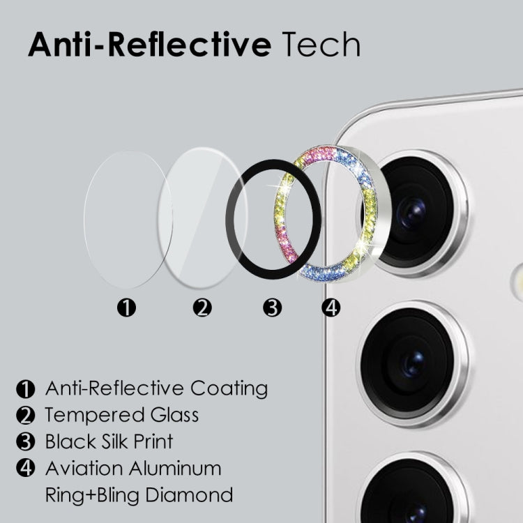 For Samsung Galaxy S24 5G NORTHJO Camera Lens Bling Glitter Metal Ring Tempered Glass Film(Colorful) - HoMEdemic™ 