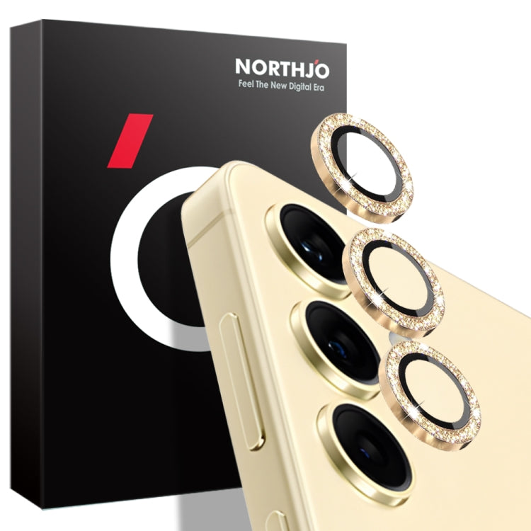 For Samsung Galaxy S24 5G NORTHJO Camera Lens Bling Glitter Metal Ring Tempered Glass Film(Gold) - HoMEdemic™ 