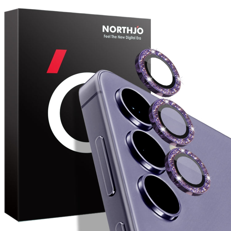 For Samsung Galaxy S24 5G NORTHJO Camera Lens Bling Glitter Metal Ring Tempered Glass Film(Purple) - HoMEdemic™ 