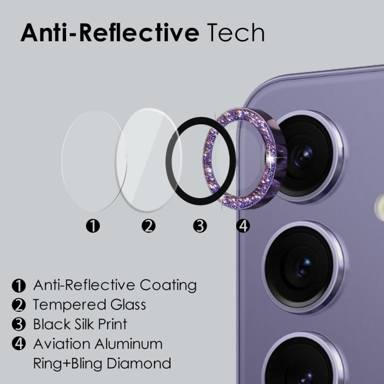 For Samsung Galaxy S24 5G NORTHJO Camera Lens Bling Glitter Metal Ring Tempered Glass Film(Purple) - HoMEdemic™ 