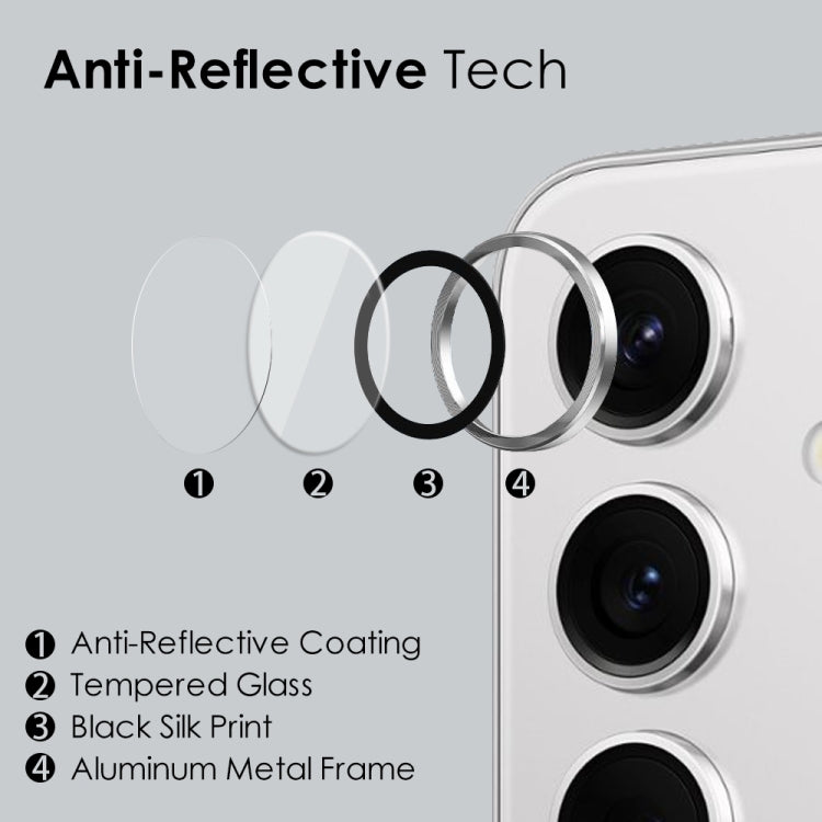 For Samsung Galaxy S24 5G NORTHJO Camera LensCD Vein Metal Ring Tempered Glass Film(Silver) - HoMEdemic™ 