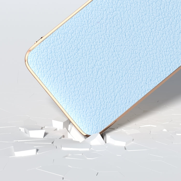 For Samsung Galaxy S24 5G Nano Plating Genuine Leather Wave Series Phone Case(Blue) - HoMEdemic™ 