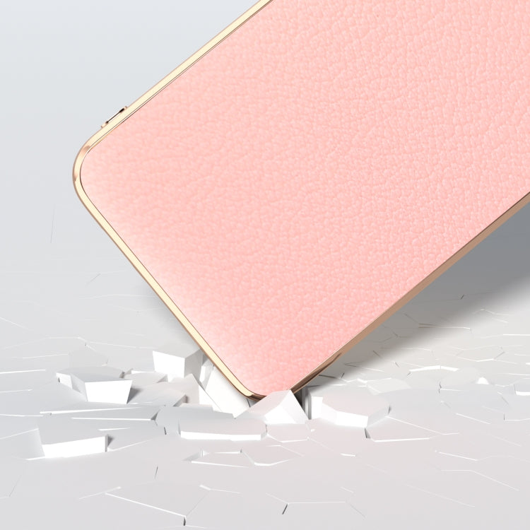 For Samsung Galaxy S24 5G Nano Plating Genuine Leather Wave Series Phone Case(Pink) - HoMEdemic™ 