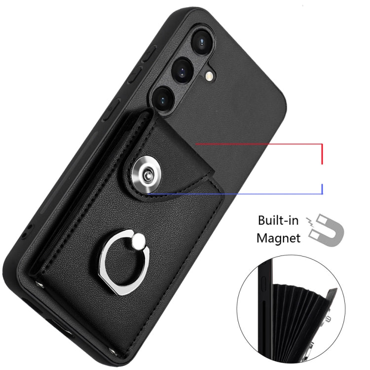 For Samsung Galaxy S24 5G Organ Card Bag Ring Holder Phone Case with Long Lanyard(Black) - HoMEdemic™ 