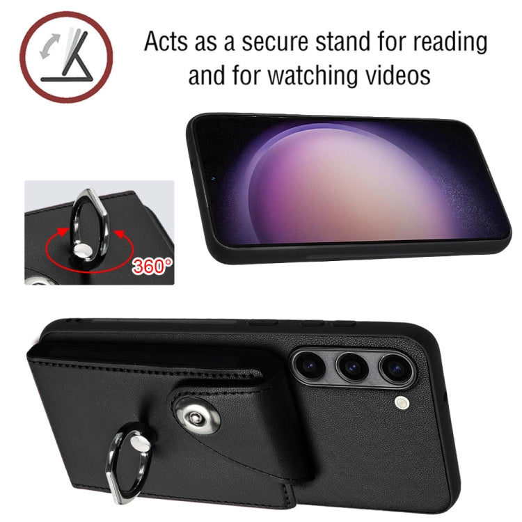 For Samsung Galaxy S24 5G Organ Card Bag Ring Holder Phone Case with Long Lanyard(Black) - HoMEdemic™ 