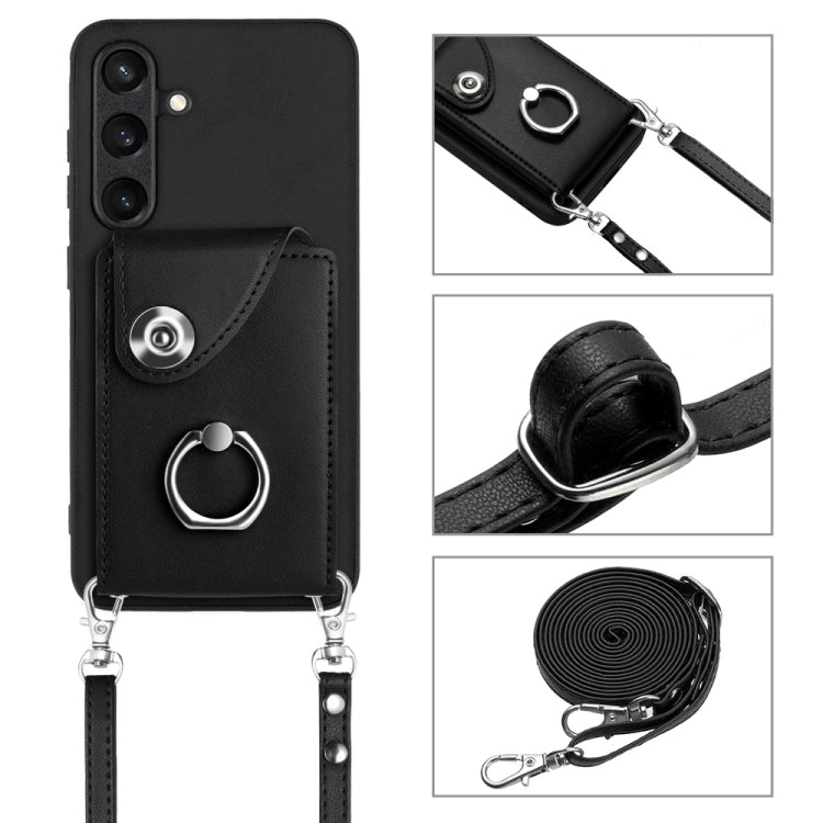 For Samsung Galaxy S24 5G Organ Card Bag Ring Holder Phone Case with Long Lanyard(Black) - HoMEdemic™ 