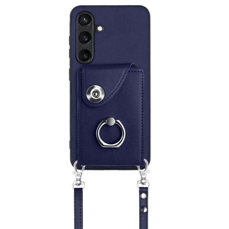 For Samsung Galaxy S24 5G Organ Card Bag Ring Holder Phone Case with Long Lanyard(Blue) - HoMEdemic™ 