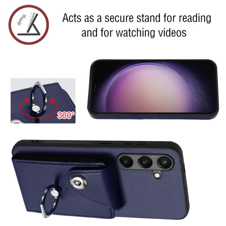 For Samsung Galaxy S24 5G Organ Card Bag Ring Holder Phone Case with Long Lanyard(Blue) - HoMEdemic™ 
