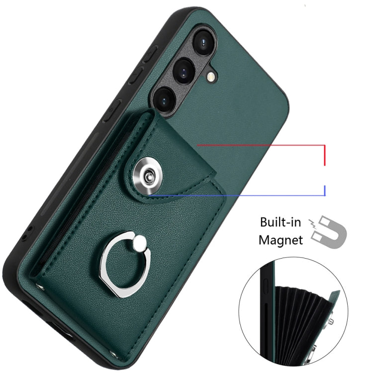 For Samsung Galaxy S24 5G Organ Card Bag Ring Holder Phone Case with Long Lanyard(Green) - HoMEdemic™ 