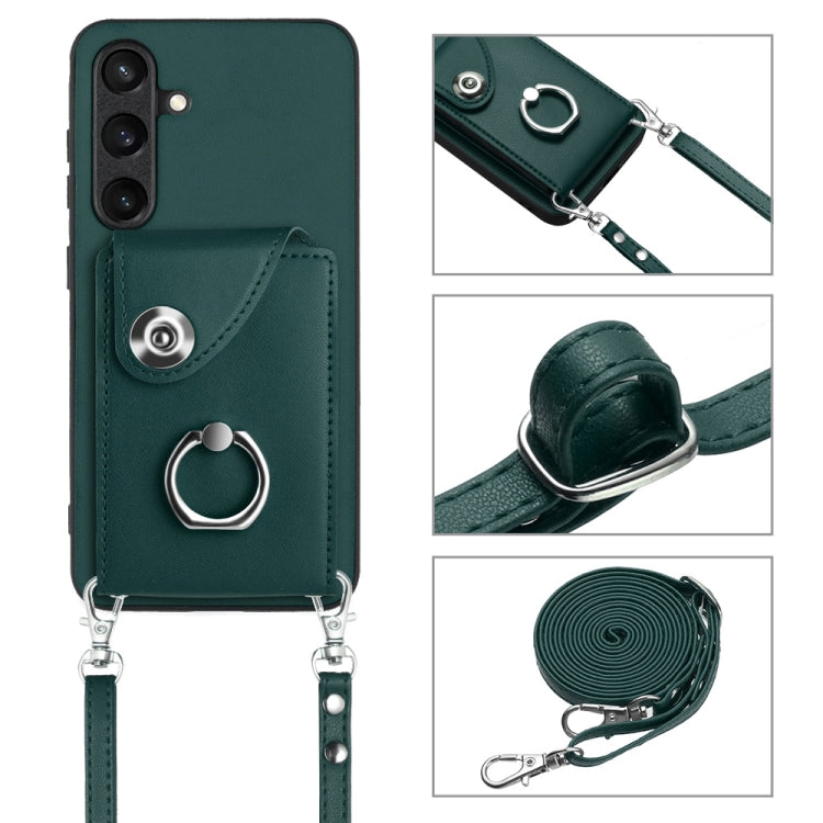 For Samsung Galaxy S24 5G Organ Card Bag Ring Holder Phone Case with Long Lanyard(Green) - HoMEdemic™ 