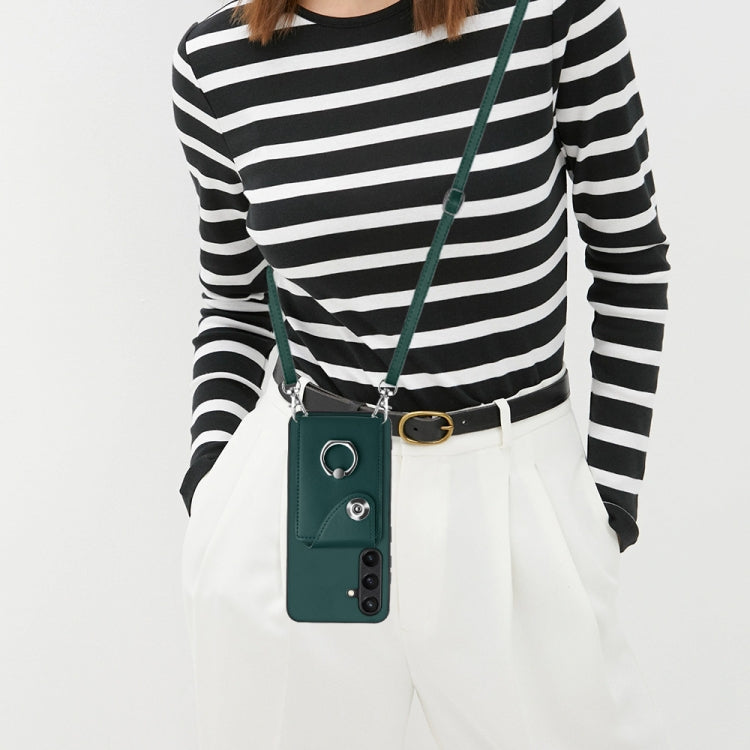 For Samsung Galaxy S24 5G Organ Card Bag Ring Holder Phone Case with Long Lanyard(Green) - HoMEdemic™ 