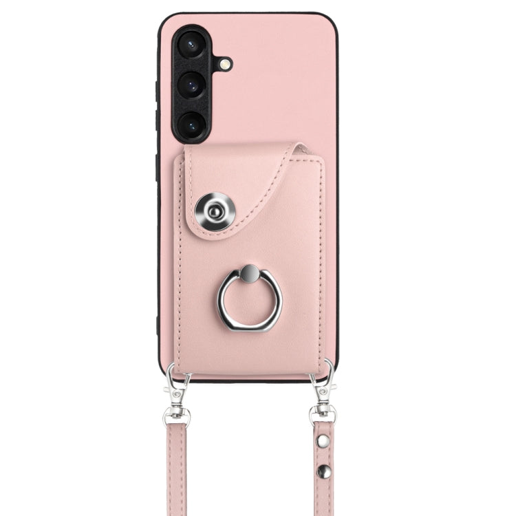 For Samsung Galaxy S24 5G Organ Card Bag Ring Holder Phone Case with Long Lanyard(Pink) - HoMEdemic™ 