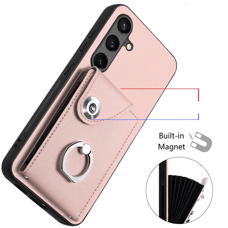 For Samsung Galaxy S24 5G Organ Card Bag Ring Holder Phone Case with Long Lanyard(Pink) - HoMEdemic™ 