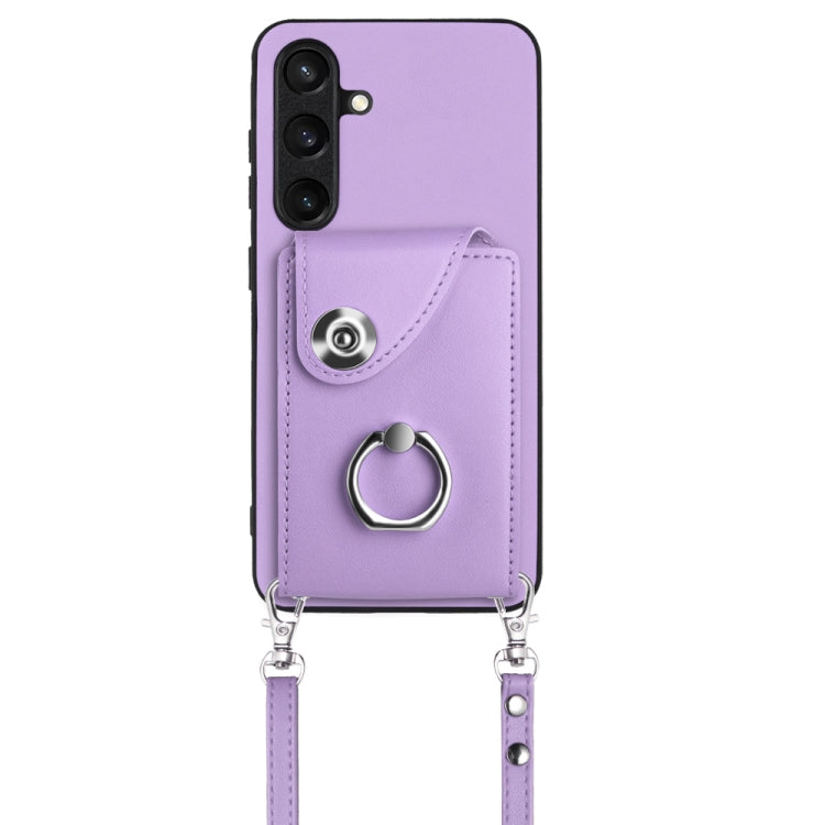 For Samsung Galaxy S24 5G Organ Card Bag Ring Holder Phone Case with Long Lanyard(Purple) - HoMEdemic™ 