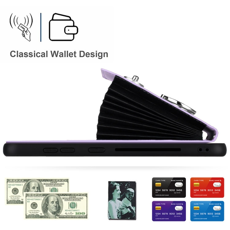 For Samsung Galaxy S24 5G Organ Card Bag Ring Holder Phone Case with Long Lanyard(Purple) - HoMEdemic™ 
