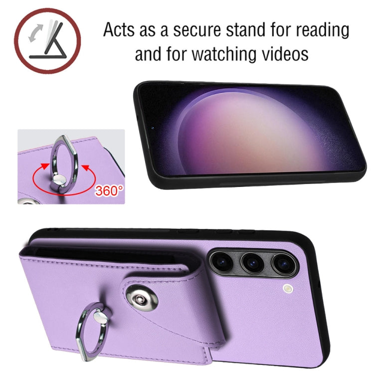 For Samsung Galaxy S24 5G Organ Card Bag Ring Holder Phone Case with Long Lanyard(Purple) - HoMEdemic™ 