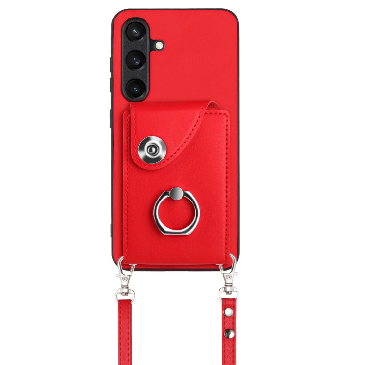 For Samsung Galaxy S24 5G Organ Card Bag Ring Holder Phone Case with Long Lanyard(Red) - HoMEdemic™ 