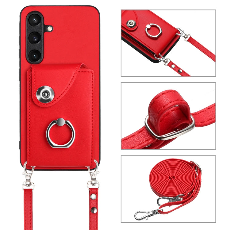 For Samsung Galaxy S24 5G Organ Card Bag Ring Holder Phone Case with Long Lanyard(Red) - HoMEdemic™ 