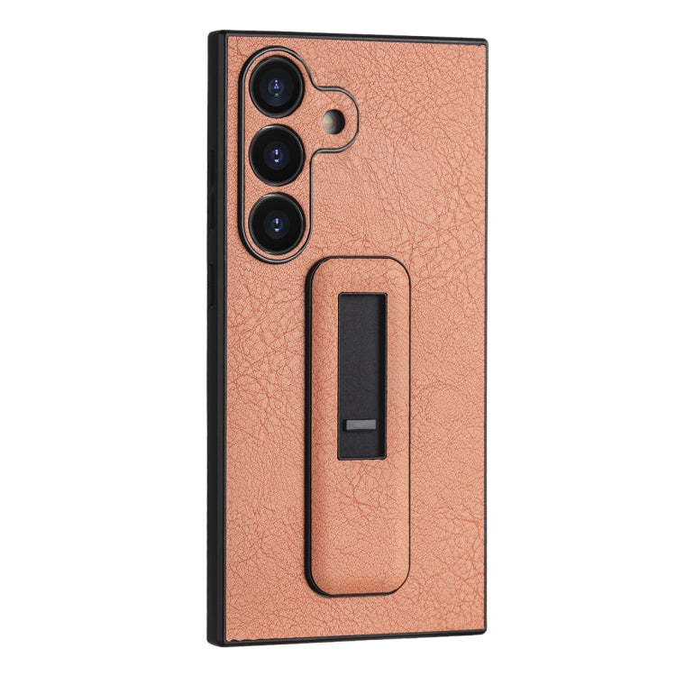 For Samsung Galaxy S24 5G PU Leather Push-pull Bracket Shockproof Phone Case(Orange) - HoMEdemic™ 