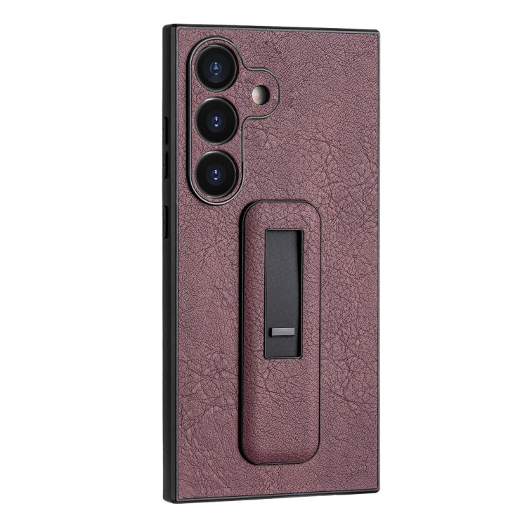 For Samsung Galaxy S24 5G PU Leather Push-pull Bracket Shockproof Phone Case(Wine Red) - HoMEdemic™ 