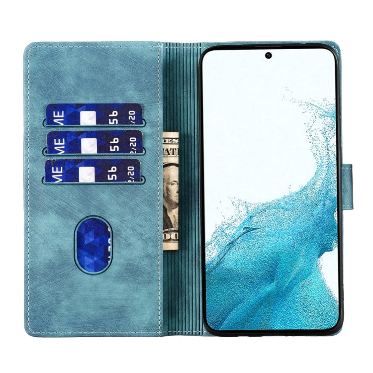 For Samsung Galaxy S24 5G Pen Heart Cat Embossed Leather Phone Case(Blue) - HoMEdemic™ 