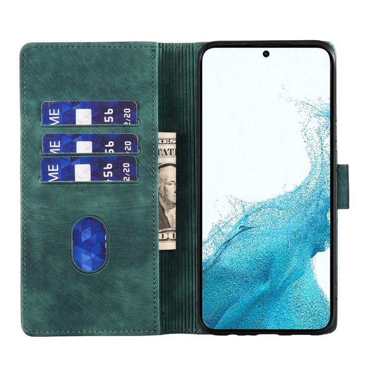 For Samsung Galaxy S24 5G Pen Heart Cat Embossed Leather Phone Case(Green) - HoMEdemic™ 