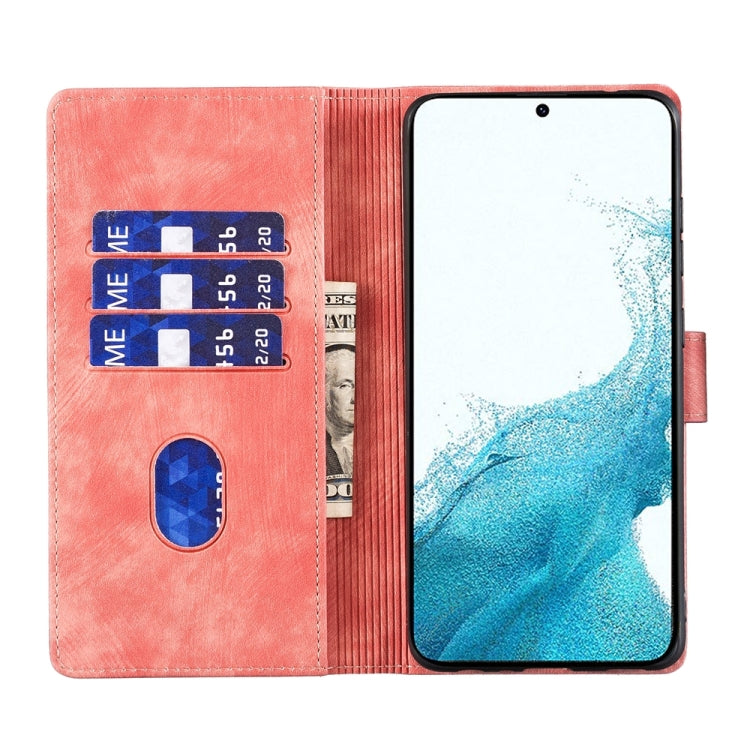 For Samsung Galaxy S24 5G Pen Heart Cat Embossed Leather Phone Case(Orange) - HoMEdemic™ 