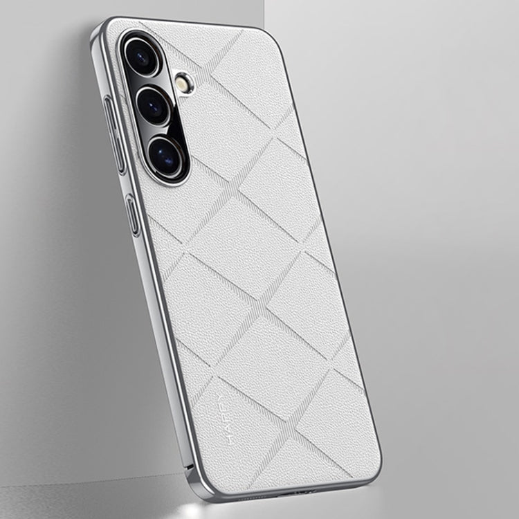 For Samsung Galaxy S24 5G Plain Leather PC Phone Case(White) - HoMEdemic™ 