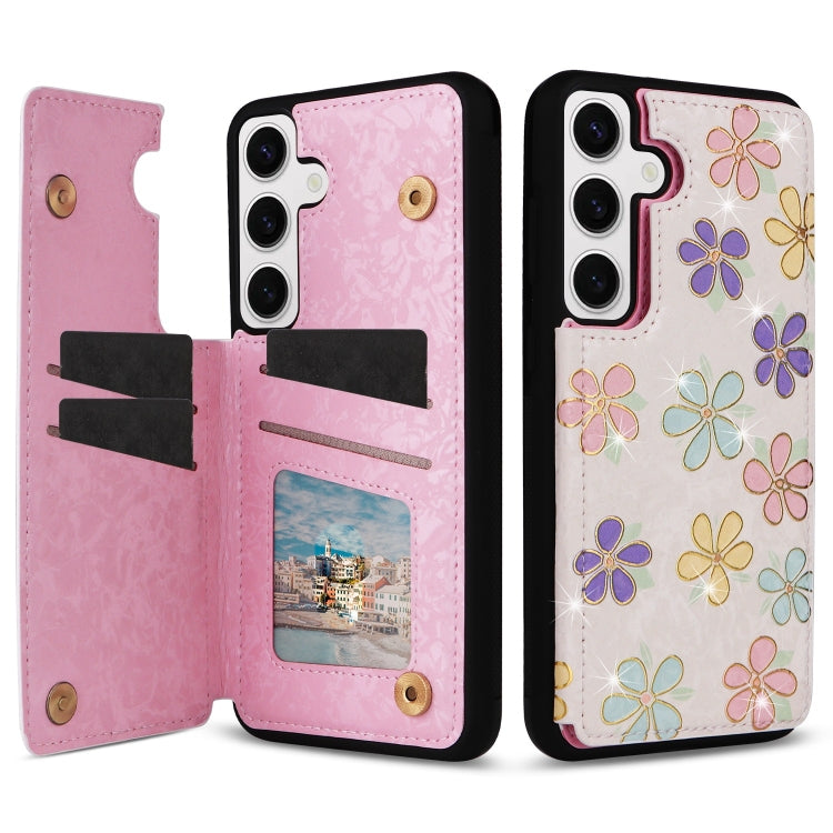 For Samsung Galaxy S24 5G Printed Double Buckle RFID Anti-theft Phone Case(Blossoming Flowers) - HoMEdemic™ 