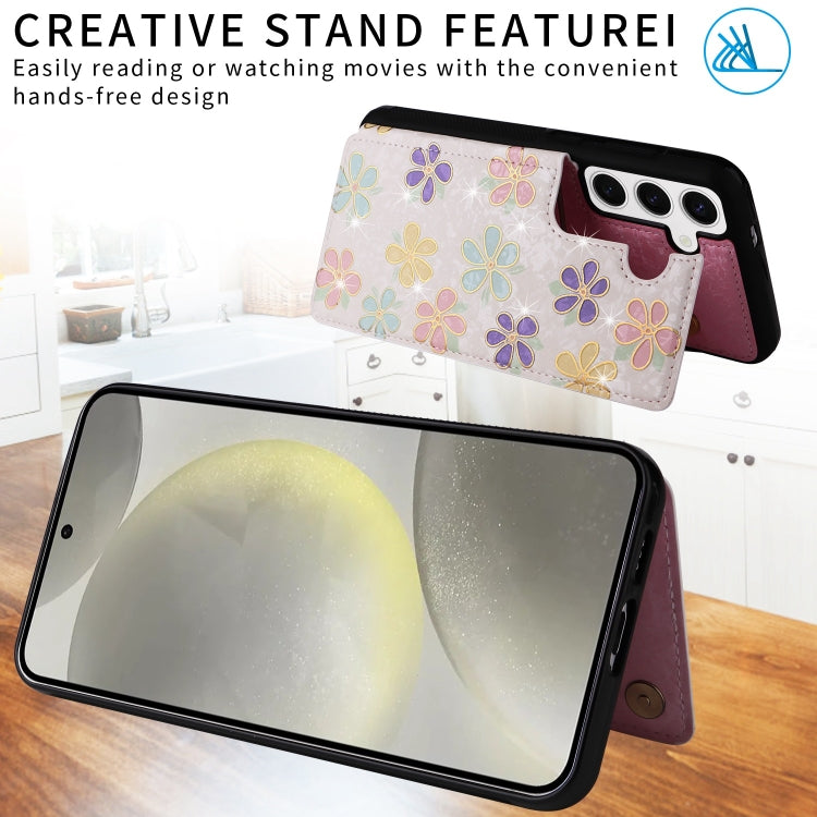For Samsung Galaxy S24 5G Printed Double Buckle RFID Anti-theft Phone Case(Blossoming Flowers) - HoMEdemic™ 