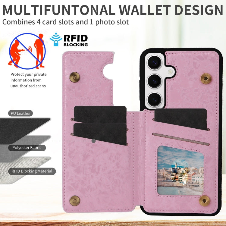 For Samsung Galaxy S24 5G Printed Double Buckle RFID Anti-theft Phone Case(Blossoming Flowers) - HoMEdemic™ 