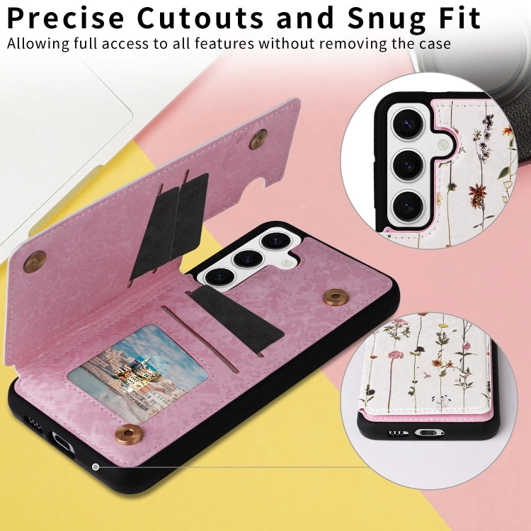For Samsung Galaxy S24 5G Printed Double Buckle RFID Anti-theft Phone Case(Dried Flower World) - HoMEdemic™ 