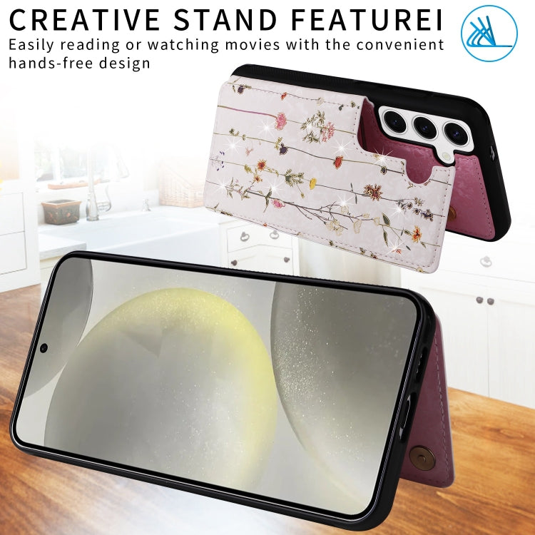 For Samsung Galaxy S24 5G Printed Double Buckle RFID Anti-theft Phone Case(Dried Flower World) - HoMEdemic™ 