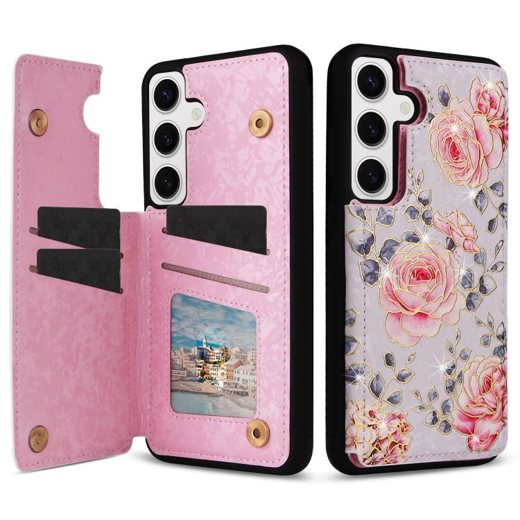 For Samsung Galaxy S24 5G Printed Double Buckle RFID Anti-theft Phone Case(Pastoral Rose) - HoMEdemic™ 