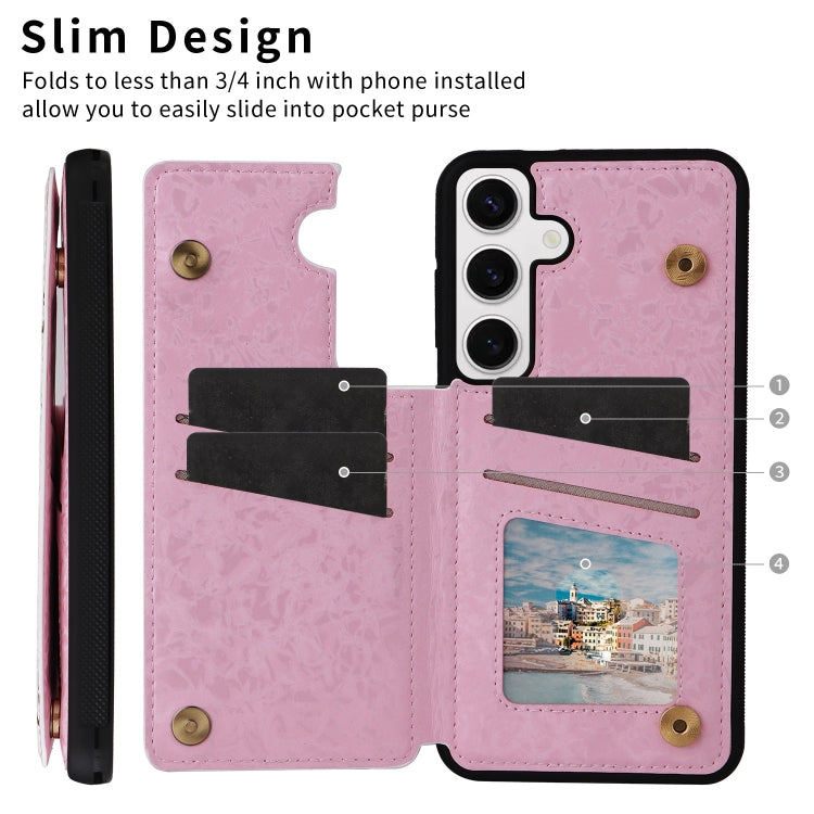 For Samsung Galaxy S24 5G Printed Double Buckle RFID Anti-theft Phone Case(Pastoral Rose) - HoMEdemic™ 