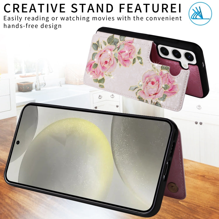 For Samsung Galaxy S24 5G Printed Double Buckle RFID Anti-theft Phone Case(Rose) - HoMEdemic™ 
