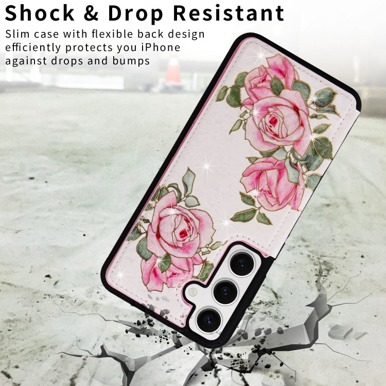 For Samsung Galaxy S24 5G Printed Double Buckle RFID Anti-theft Phone Case(Rose) - HoMEdemic™ 