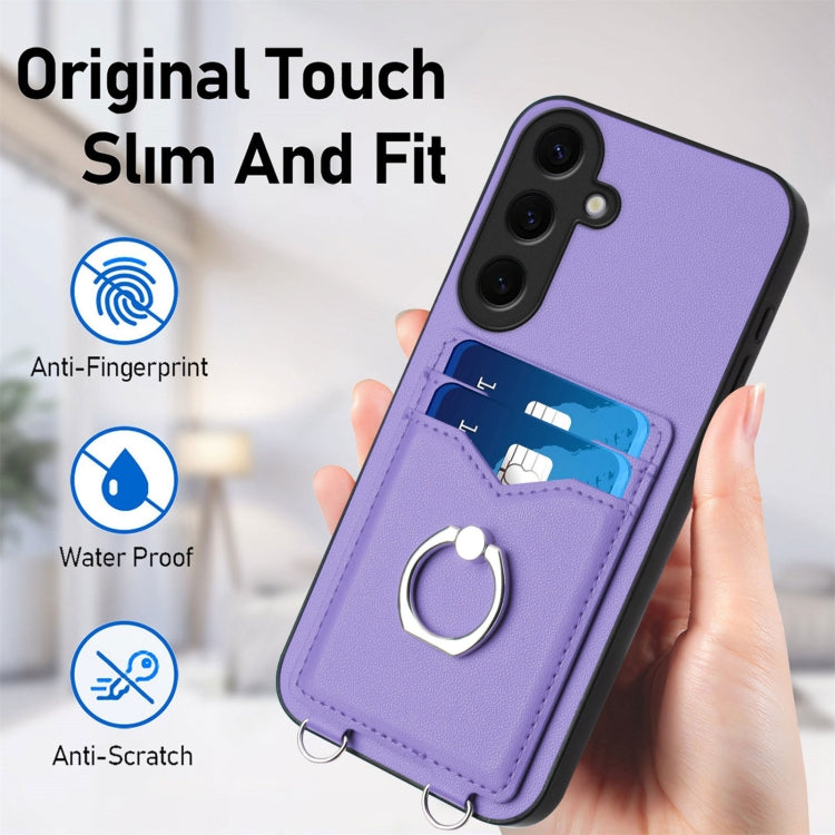 For Samsung Galaxy S24 5G R20 Ring Card Holder Phone Case(Purple) - HoMEdemic™ 