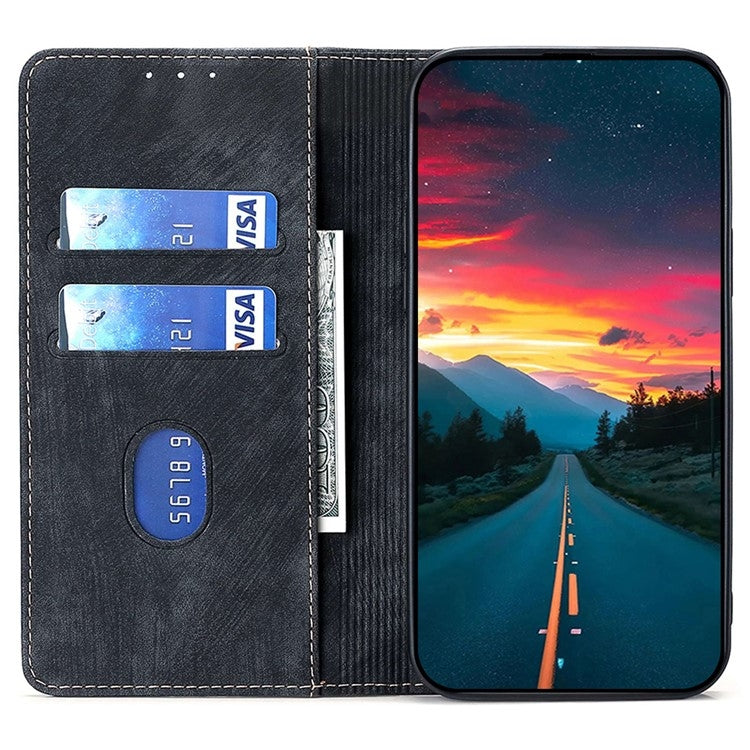For Samsung Galaxy S24 5G RFID Anti-theft Brush Magnetic Leather Phone Case(Black) - HoMEdemic™ 
