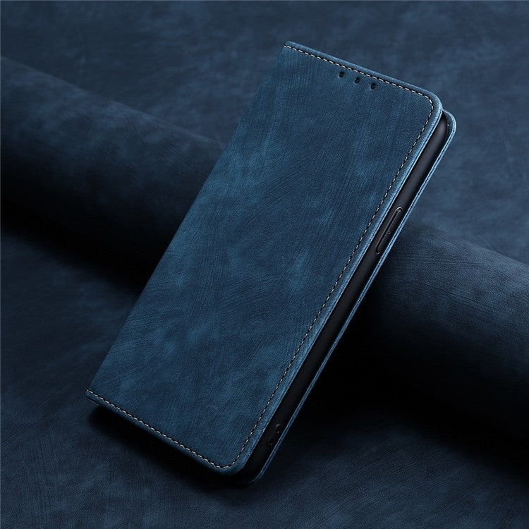 For Samsung Galaxy S24 5G RFID Anti-theft Brush Magnetic Leather Phone Case(Blue) - HoMEdemic™ 