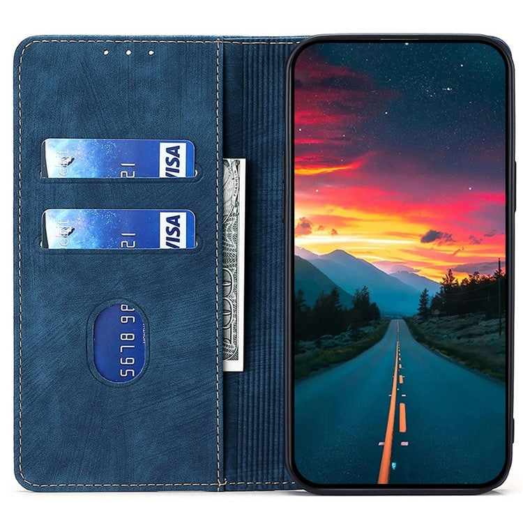 For Samsung Galaxy S24 5G RFID Anti-theft Brush Magnetic Leather Phone Case(Blue) - HoMEdemic™ 