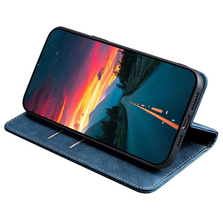 For Samsung Galaxy S24 5G RFID Anti-theft Brush Magnetic Leather Phone Case(Blue) - HoMEdemic™ 