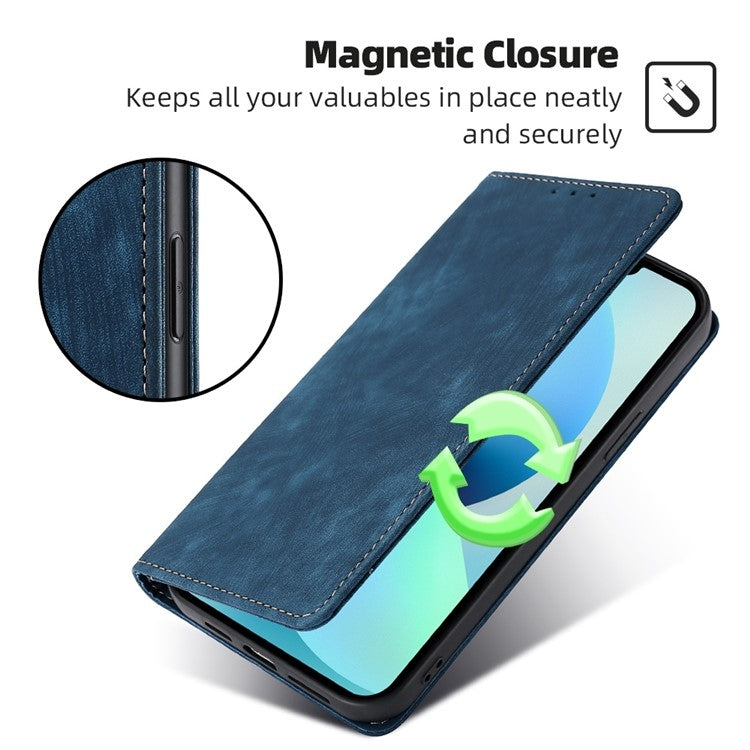 For Samsung Galaxy S24 5G RFID Anti-theft Brush Magnetic Leather Phone Case(Blue) - HoMEdemic™ 