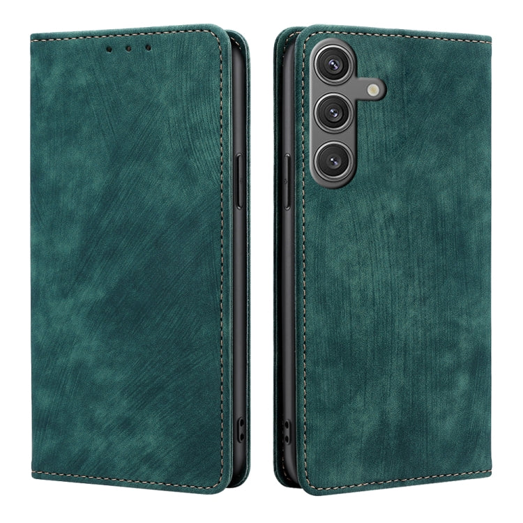 For Samsung Galaxy S24 5G RFID Anti-theft Brush Magnetic Leather Phone Case(Green) - HoMEdemic™ 