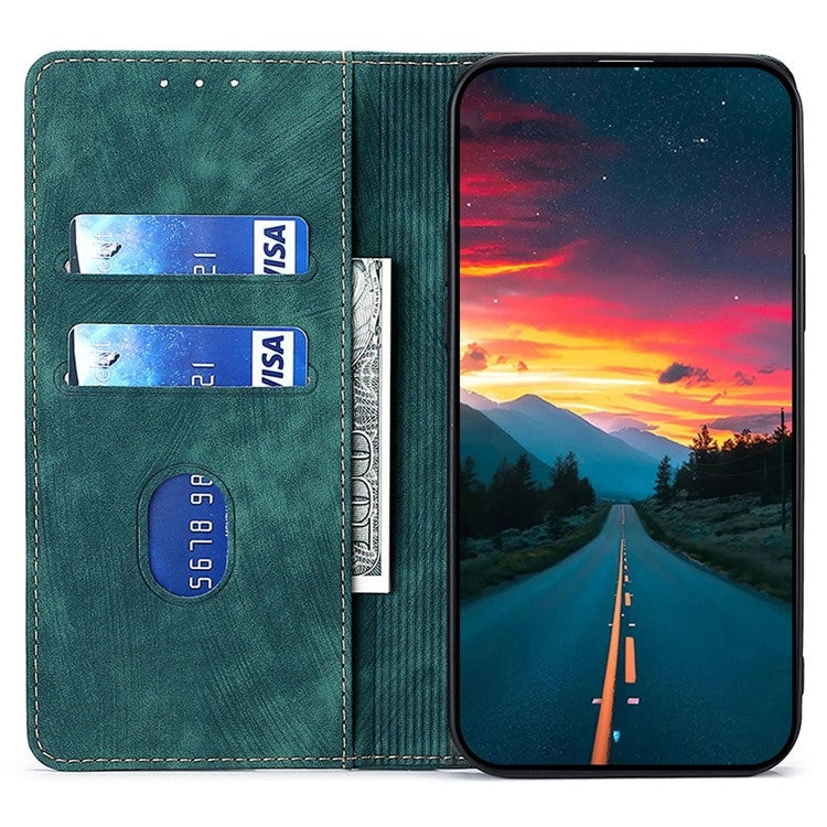 For Samsung Galaxy S24 5G RFID Anti-theft Brush Magnetic Leather Phone Case(Green) - HoMEdemic™ 
