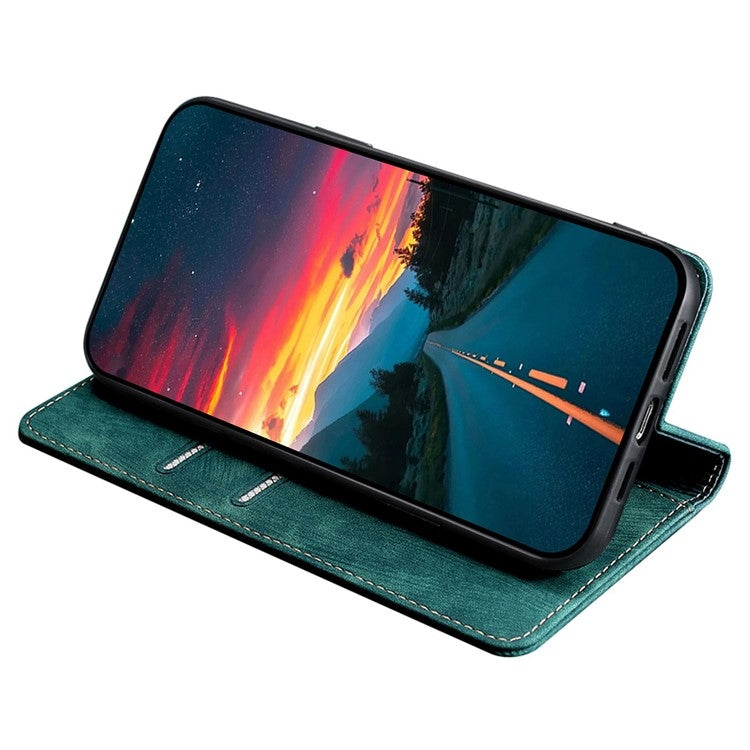 For Samsung Galaxy S24 5G RFID Anti-theft Brush Magnetic Leather Phone Case(Green) - HoMEdemic™ 